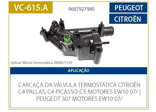 Carcaca Valvula Termostatica Citroen C4 Vtr 2.0 16v 07/...