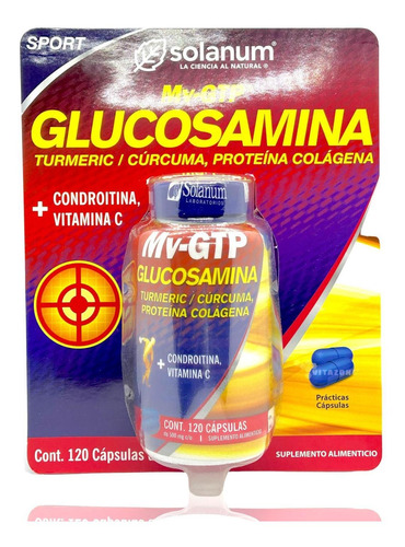 Glucosamina Cúrcuma Proteína Colágena 120 Cáps Solanum