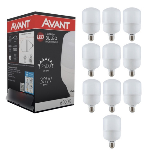 Kit 10 Lâmpadas Led 30w Ultra Forte 127v / 220v Area Grande Cor Da Luz Branco-frio 110v/220v