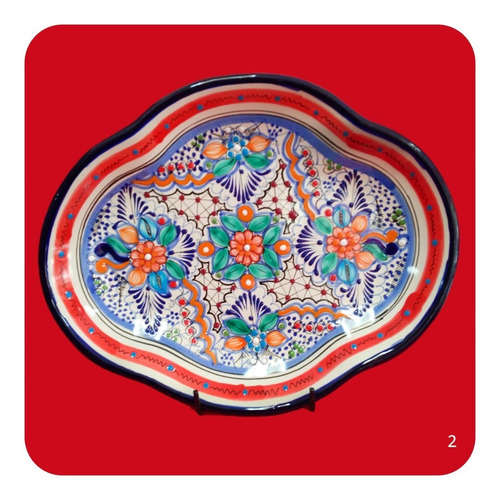 Imagen 8 de 9 de Charola Pavera Mediana De Talavera Poblana Colores Chr