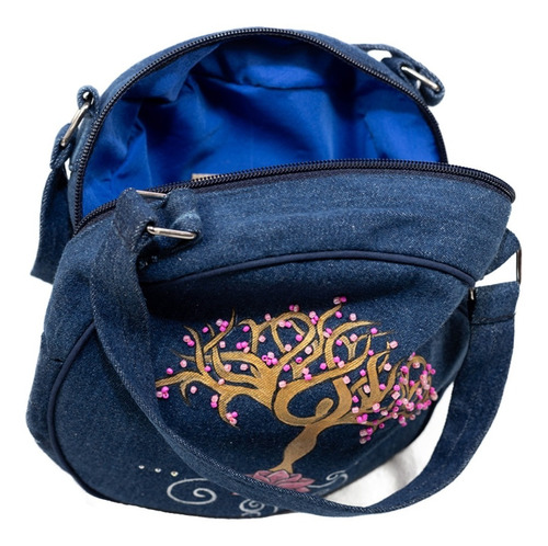 Imagen 4 de 8 de Bolso De Mano Redonda, Adornada Con Árbol De La Vida Y Raíz