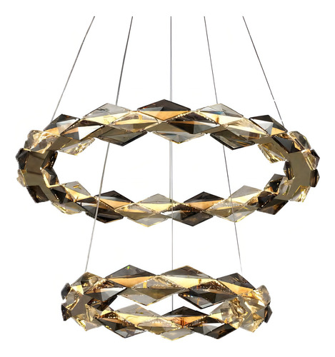 Pendente Argyle Aliança Redondo Cristal Duplo Led 45w Bella Cor Dourado 110v/220v