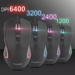 Mouse Gamer Philips G413 Fio Pc Usb 6400 Dpi 1000hz 6 Botões Cor Preto
