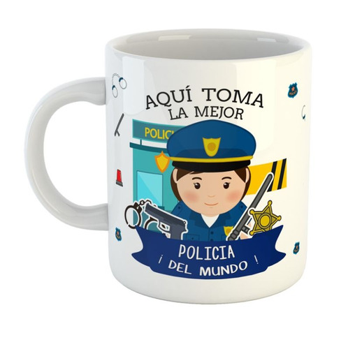 Taza De Ceramica La Mejor Policia Del Mundo Seguridad