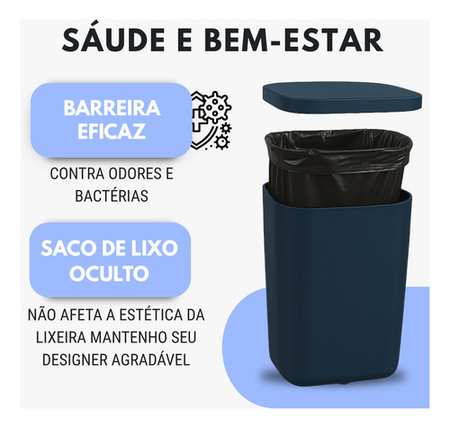 Lixeira Sensor Inteligente Automática Recarregavél Usb Cinza-escuro