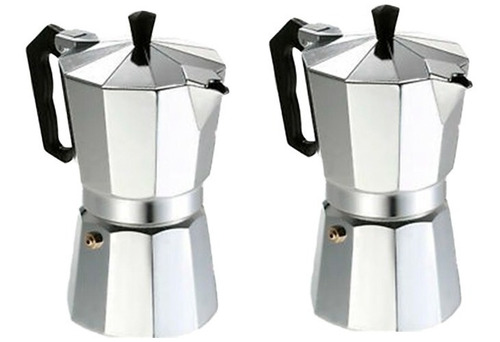 Combo X2 Cafeteras Espresso Italianas Moka 12 Tazas Plata