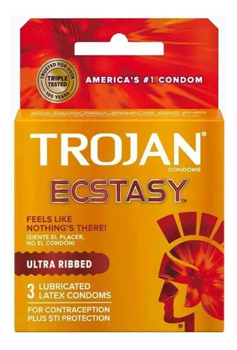 Preservativos De Latex Lubricados Ecstasy 3u Trojan