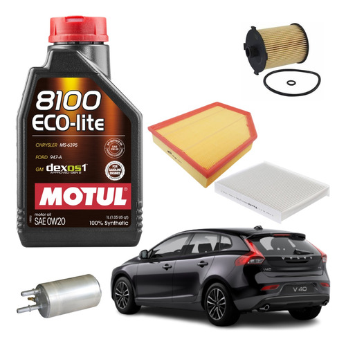 Kit Revisão Motul 0w20 Volvo V40 1.5 T3 2015 2016