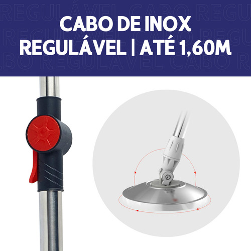 Mop Giratório - Cabo C/ 150cm 3 Refil Com Alça E Roda Kaftor