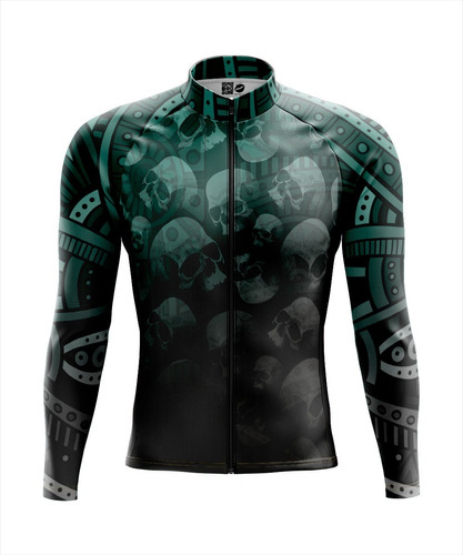 Jersey Ciclismo Maillot Mtb Calavera Cráneos Pattern Verde