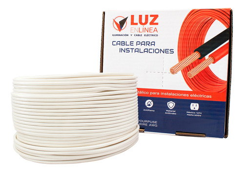 Cable Eléctrico Para Instalaciones Calibre 12 Caja Con 100m Thw Blanco, Marca Luz En Linea, Modelo Lel-c12-b