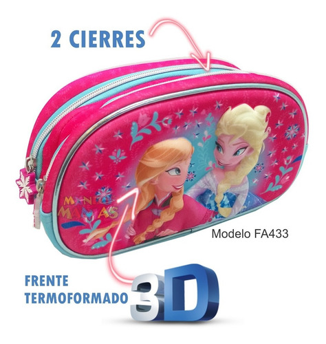 Cartuchera 2 Cierres 3d Disney Frozen Elsa Mundomanias