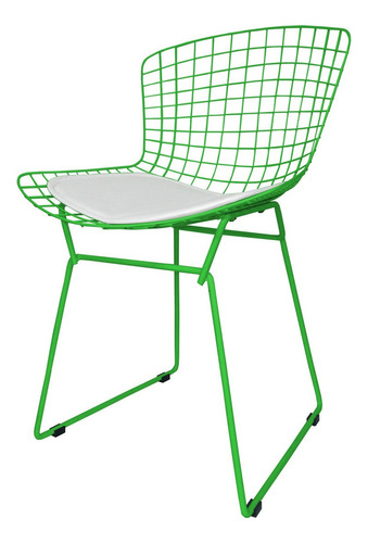 Silla Bertoia Pintada Plus Estructura De La Silla Tono Verde Manzana Asiento Tono Verde Manzana