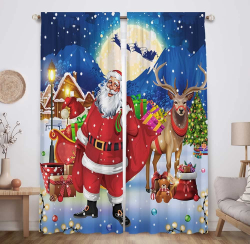 Allenjoy Cortina De Ventana De Papa Noel, Vintage, Navidad,