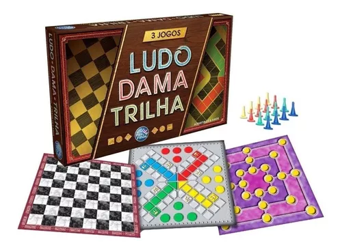 Jogos de Tabuleiro 3 Jogos Ludo / Dama / Trilha Pais e Filhos na Papelaria  Art Nova