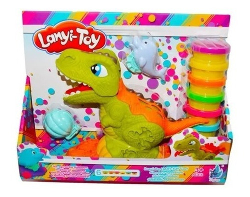 Set Dinosaurio T Rex Juego Con 6 Plastilinas Moldeables