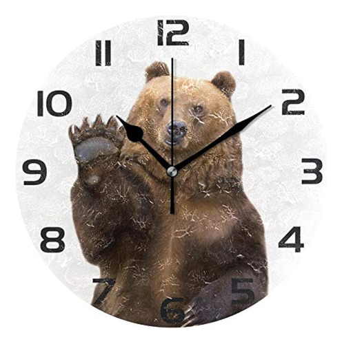 Alaza Hipster Lindo Oso Pardo Reloj De Pared Redondo, Silenc