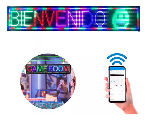 Letrero Led Programable Wifi Publicidad 135 Cm X 20 Cm Rgb