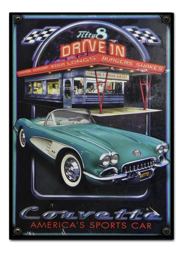 #647- Cuadro Decorativo Vintage 30 X 40 - Corvette Auto
