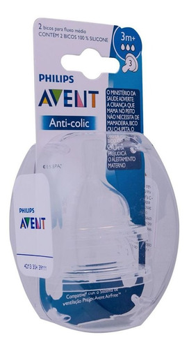 Imagem 3 de 5 de Bico Mamadeira Avent Clássica Nº3 - 3m+ - 2 Unidades