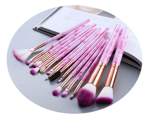 Kit De 15 Brochas: Brocha De Maquillaje, Base, Colorete, Maq
