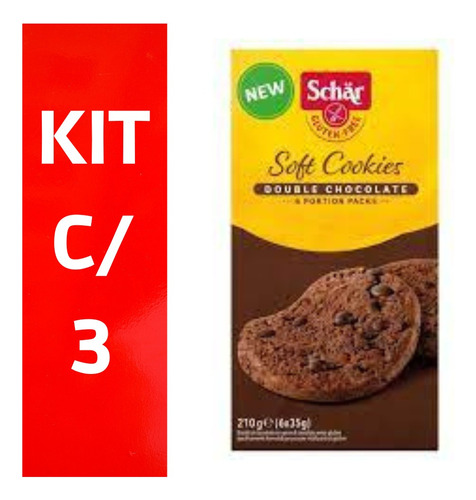 Kit C/03 Cookies Soft Double Chocolate Sem Gluten 210g Schar