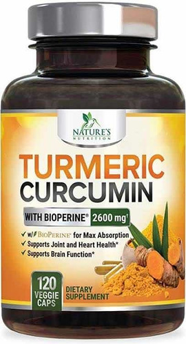 Turmeric Curcumin 120caps Con Bioperina 2600mg. Hecho En E.u