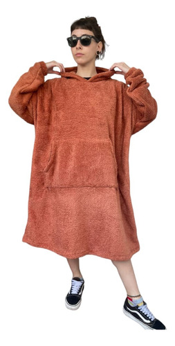 Imagen 2 de 3 de Maxi Buzo Manta De Peluche Corderito Bifaz Oversize Abrigo