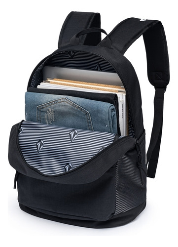 Mochila Volcom Escolar Universitária Reforçada Cor Preto Desenho Do Tecido Lisa