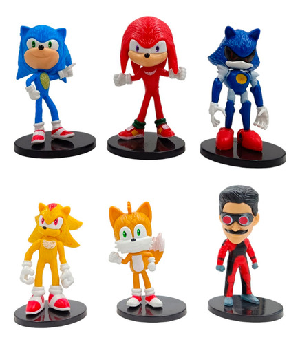Sonic Set Figuras 6 Pzs Tails Knuckles Dr. Eggman + Bases