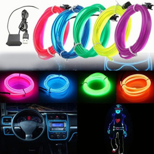 Kit Completo Cable Luz Neon 12v. 2.3mmx3m Lila Auto N14