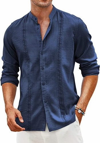 Camisas Casuales De Playa Con Guayabera Cubana Para Hombre