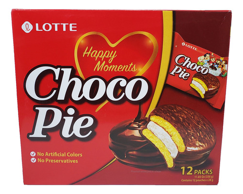 Choco Pie Coreano Recheio De Marshmallow Coberto Chocolate