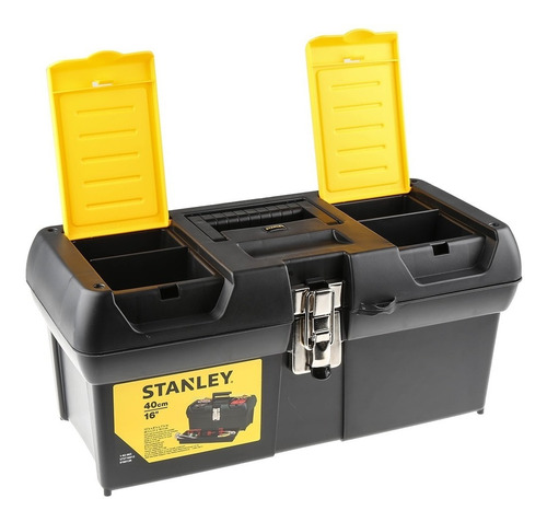 Caja de herramientas Stanley 16-013 de plástico 206mm x 403mm x 181mm negra y amarilla