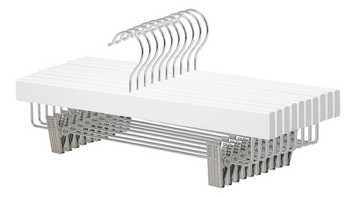 Perchas Madera Con Clips 10 Piezas Basics Blancas Blanco