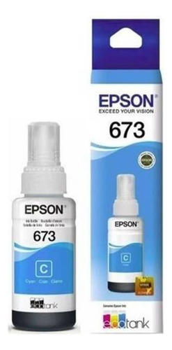 Botella De Tinta Epson T673 Cian