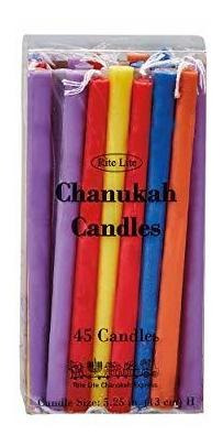 Rite Lite, Velas De Janucá De Lujo Multicolor, 45 Unidades