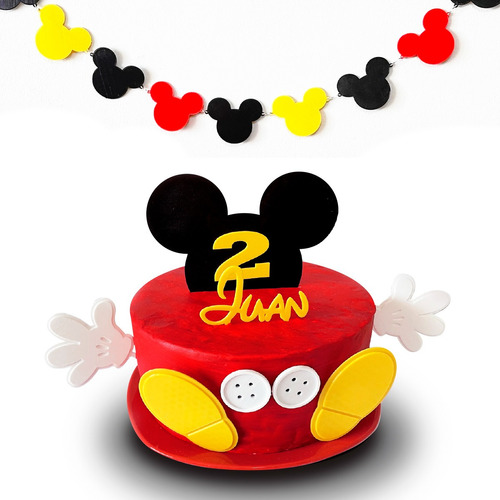 Adorno Para Torta Mickey Mouse + Guirnalda- Impresión 3d
