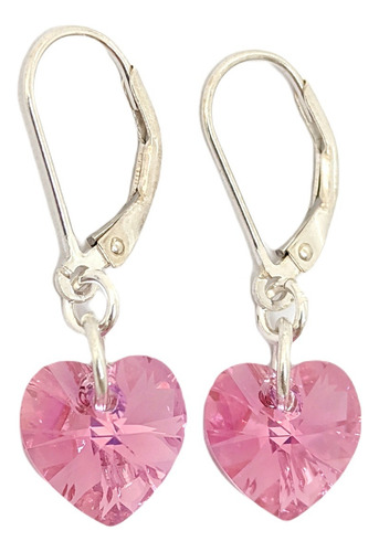 Conjunto Con Cristal Corazón 10mm Plata 925 Rose