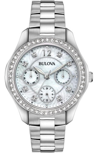 Reloj Bulova Dama 96n111 Cristales Swarovski  Pearl Original