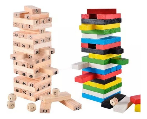 2 X Torre De Madera, 54 Piezas Juego Educativo Yenga Grandes