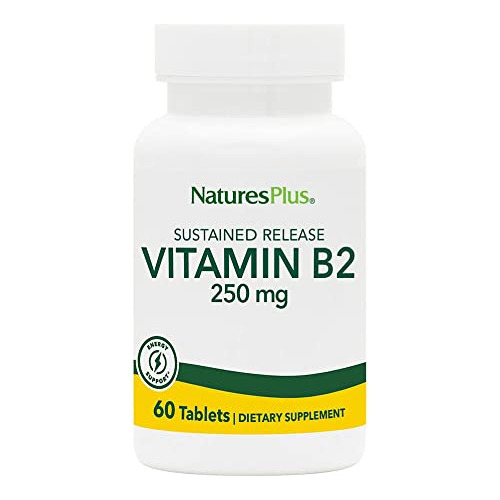 Vitamina B2 Naturesplus 250 Mg - 60 Tabletas Vegetarianas, Liberación Sostenida -