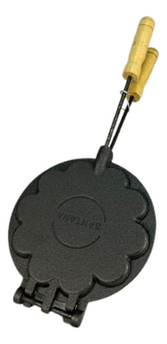 Forma Maquina De Waffle Fogão Ferro Santana Cabo Madeira Cor Preto Não Tem
