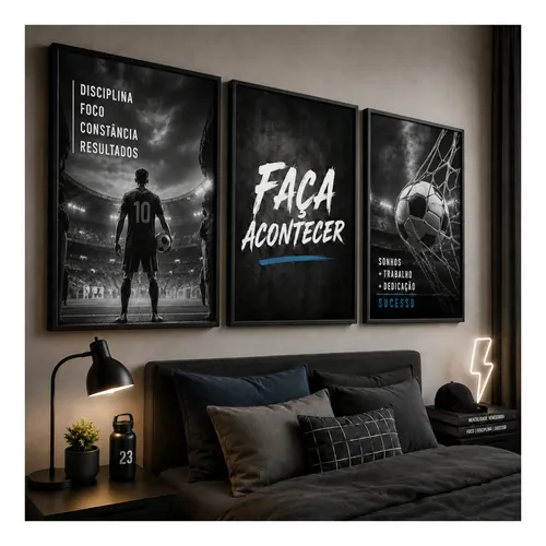 Quadro Futebol Para Quarto Adolescente Masculino Infantil Disciplina Escritório Quarto