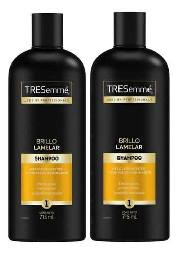 2 Shampoo Tresemmé Brillo Lamelar 715ml