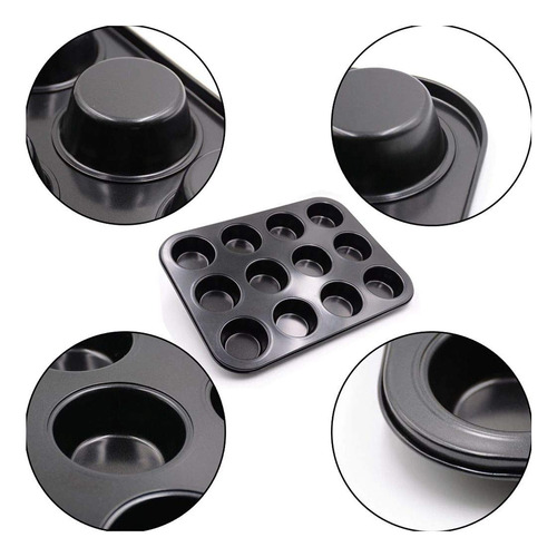 Molde For 12 Cupcakes En Acero Al Carbono Con Antiadherente
