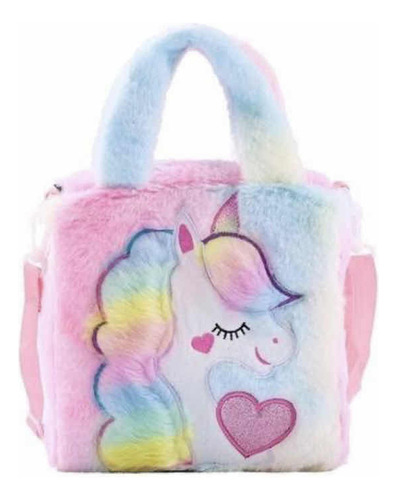 Bolso Mochila Peludo Unicornio