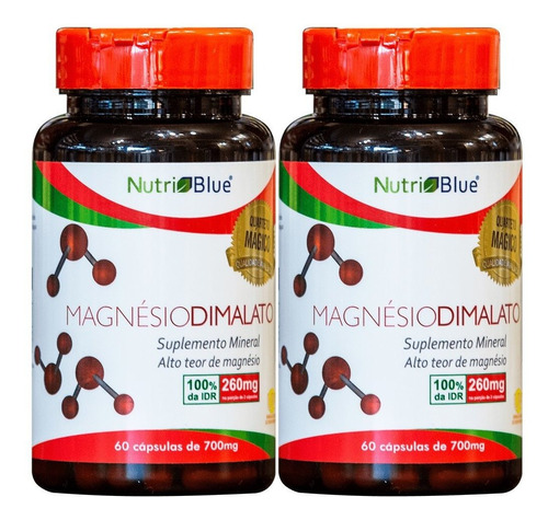  Magnésio Dimalato Nutriblue 700 Mg - Kit 2 Frascos A Vista