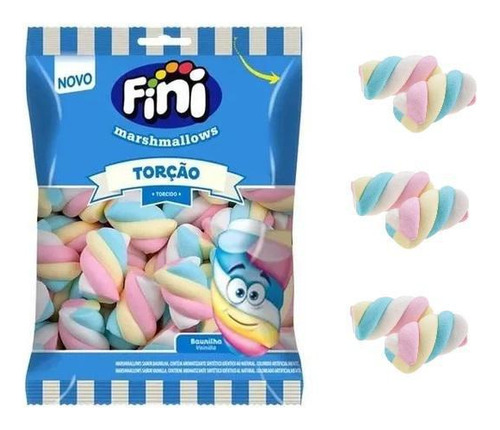 Kit 5 Pacotes De Marshmallow Fini Torção Colorido 250g