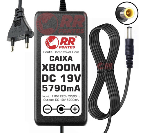 Fonte 19v 5790ma Compativel Com Caixa Som LG Xboom Go Xg9